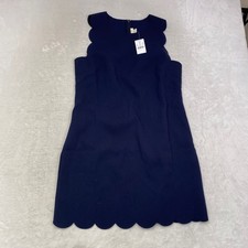 J.Crew Factory Navy Blue Scalloped Sleeveless Sheath Dress Women's Size 10