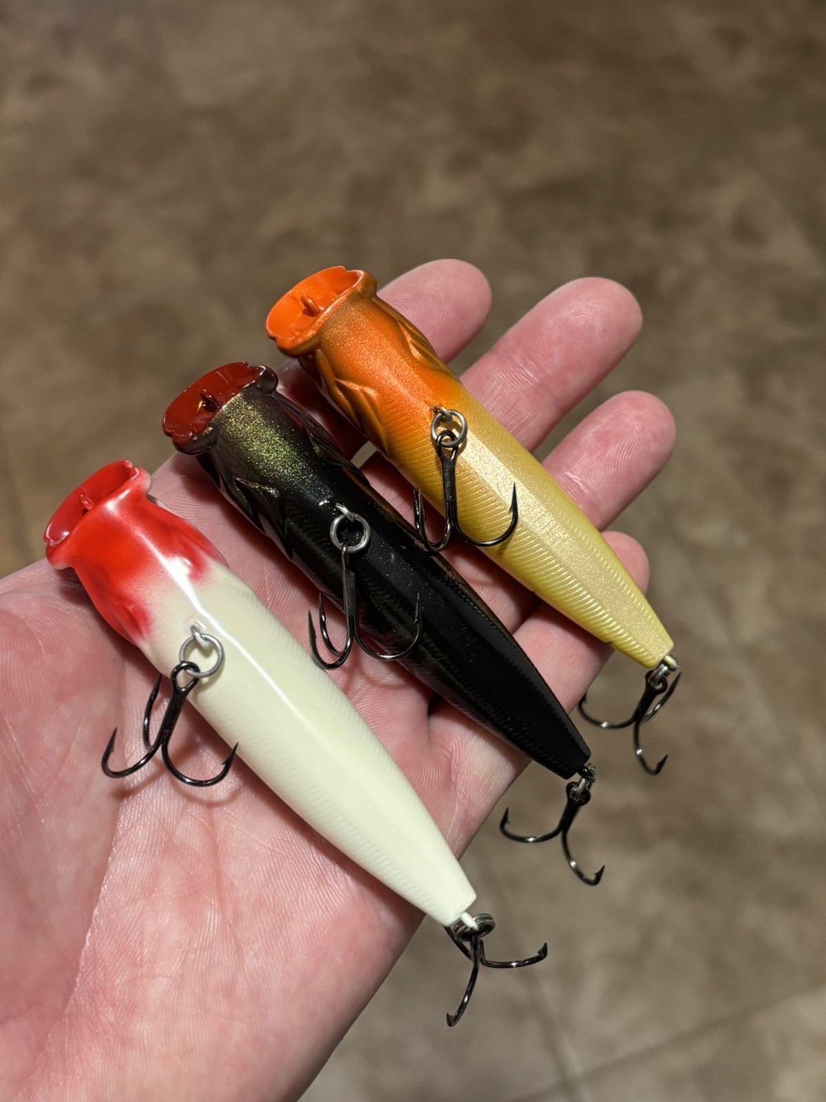 (Lot of 3) Custom Painted Poppers - Topwater  3.5" - 1/2oz - Image 3