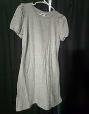 Nine West Gray Knit Puff Short Sleeve Crewneck Ruffle Mini Dress Women’s M