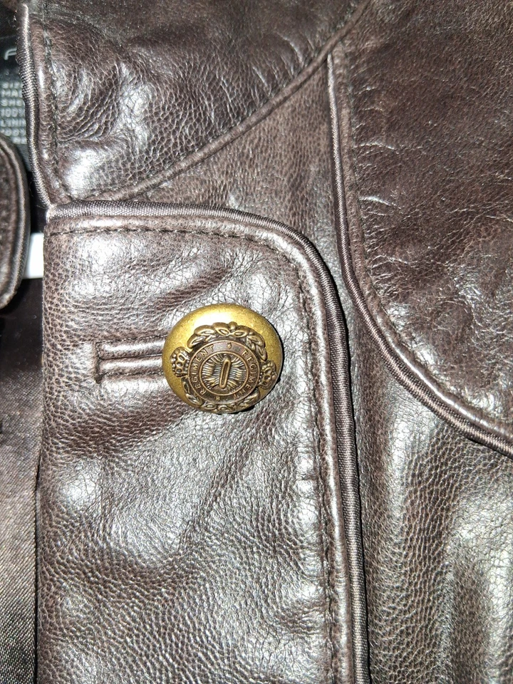 Chaqueta de cuero de cordero recortada Arden B marrón para mujer Med. Steam punk Leer Desc Foto 3 de 4