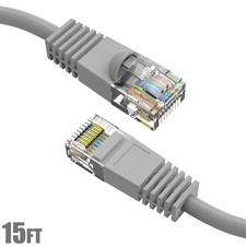 15FT Cat5E RJ45 UTP Network LAN Ethernet Internet Patch Cable Snagless Gray