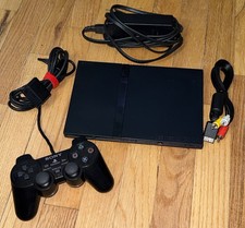 Sony PS2 PlayStation 2 Slim Black SCPH-77001 Console Cleaned Tested