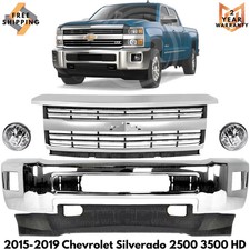 Front Bumper Chrome & Grille Kit For 2015-2019 Chevrolet Silverado 2500 3500 Hd