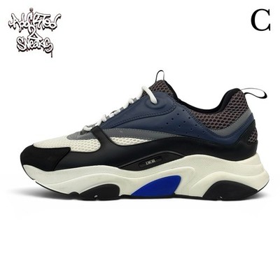Dior Men B22 Sneakers Size US 11.5-12 46 White Blue Black Chunky Logo Trainers