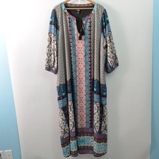 June + Vie Maxi Dress Womens 3X 30/32 Lined With Pockets Blue Polyester