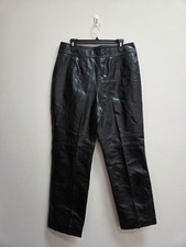 Vintage Together Black 100 Cow Italian Split Leather Pants Size 14 Retro Rock