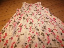 LUCA VANUCCI ITALIAN LINEN IVORY PINK KHAKI MIX PRINT DRESS LAGEN LOOK M 40 NEW