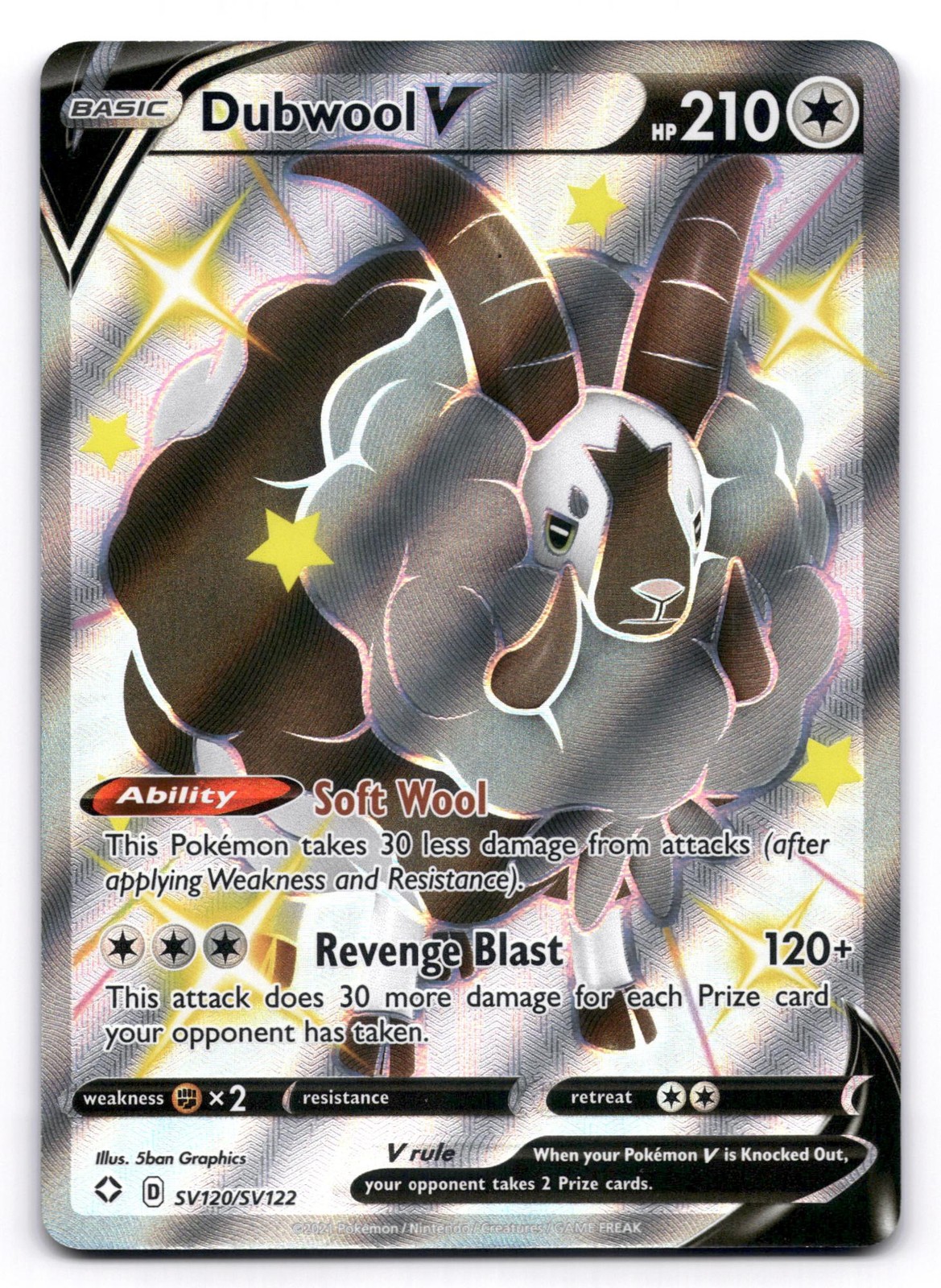Dubwool V NM SV120/SV122 Holo Shining Fates Shiny Vault Pokemon Holo V Rare