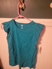 Tea Collection Pom-Pom Flutter Top Enamel Blue Sz 12 NWT