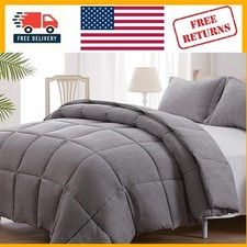Luxurious Grey Queen Comforter Set with Ultra-Soft Microfiber  Pillow Shams