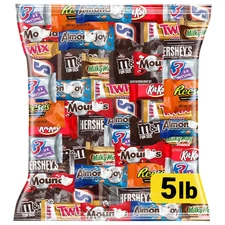 Assorted Bulk Candy Variety Pack 5lb Milk & Dark Chocolate Individually Wrapped