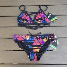 TYR Womens  Durafast Santa Rosa Triangle Top Bikini Set Multi Size S NEW 