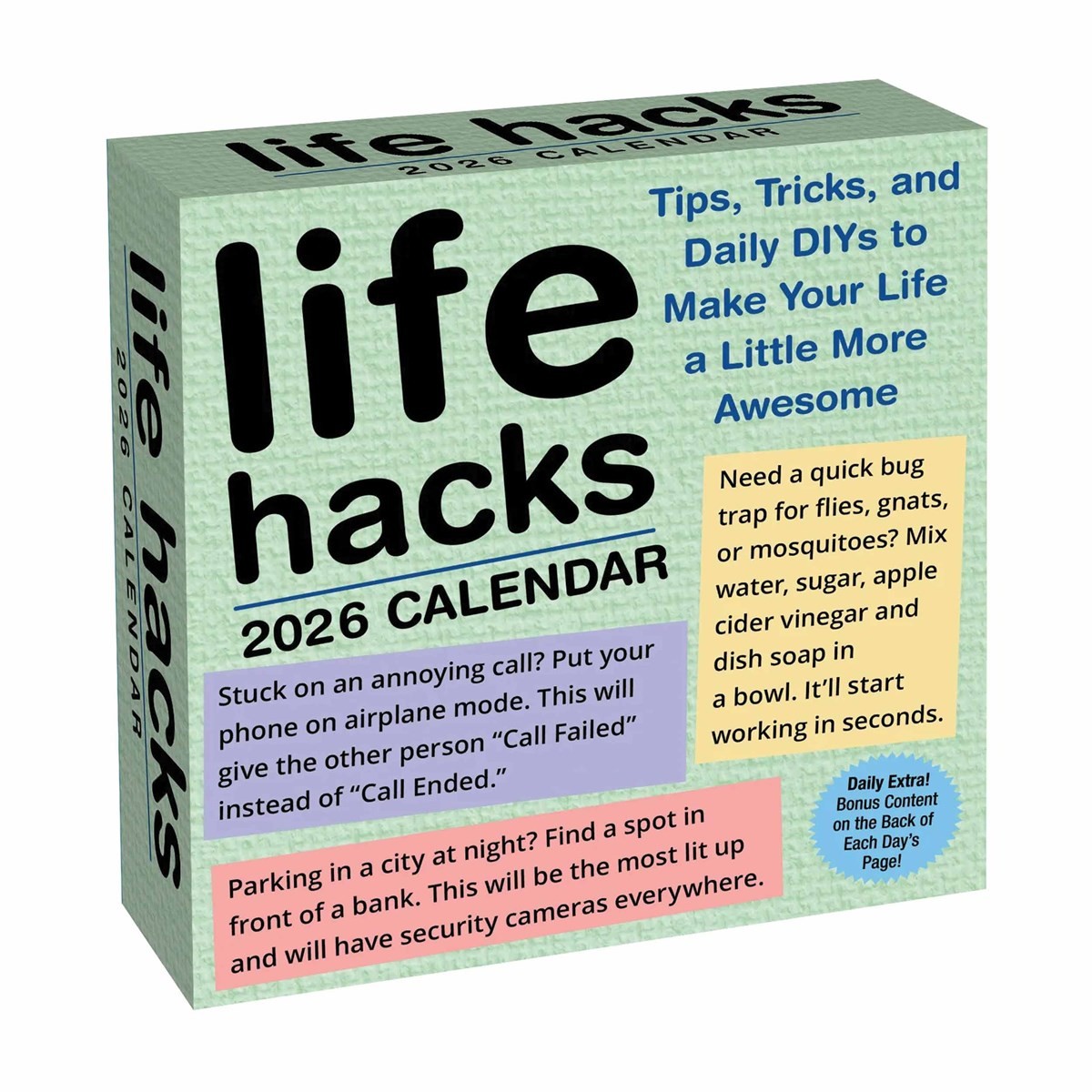 Life Hacks Desk Calendar 2026, Desk Calendars, Day To View, Lifestyle, Gift