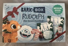 Bark Box Holiday Rudolph the Red Nosed Reindeer Dog Toy Treat Set 5pc Medium Sz