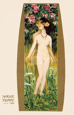 Raphael Kirchner, Couple in  forest (Old Times) Vintage Reproduction Postcard