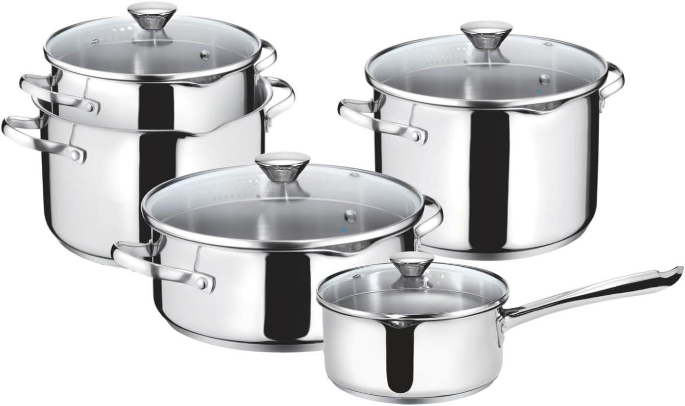 Set Pentole Acciaio Inox 18/10 Smart: La Tua Storia in Cucina - 9 Pezzi