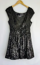 B. Darlin Women's Sequined Mini Dress Juniors Size 13/14 Black Formal Holiday