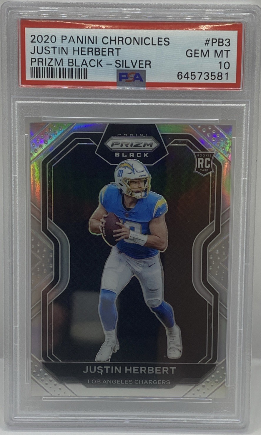 Justin Herbert Panini Chronicles Prizm Black #PB3 Silver