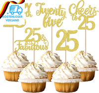 30 StüCk 25Th Geburtstag Tortendeko Glitzer Cheers To 25 Fabulous Cupcake Topper