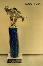 BASS FISHING 12" TROPHY AWARD FREE CUSTOM ENGRAVING  "SUPPORT THE VET"