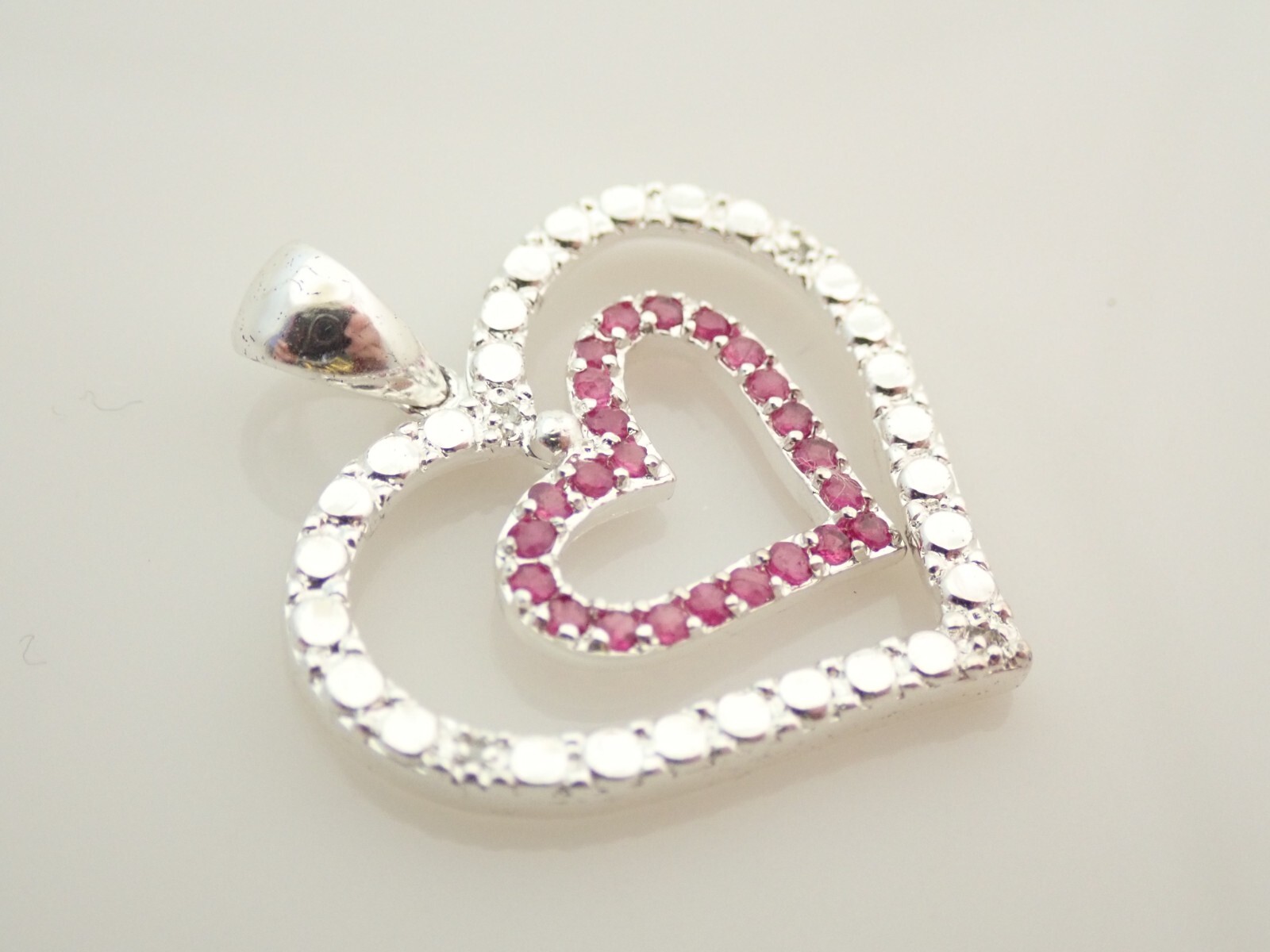 SA Designer Ruby Sterling Silver Heart Dangling C… - image 3