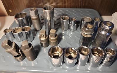 Vintage LOT 1/2in Sockets S&K,MAC,WRIGHT,FAIRMOUNT,STAHLWILLE,BONNEY,Craftsman