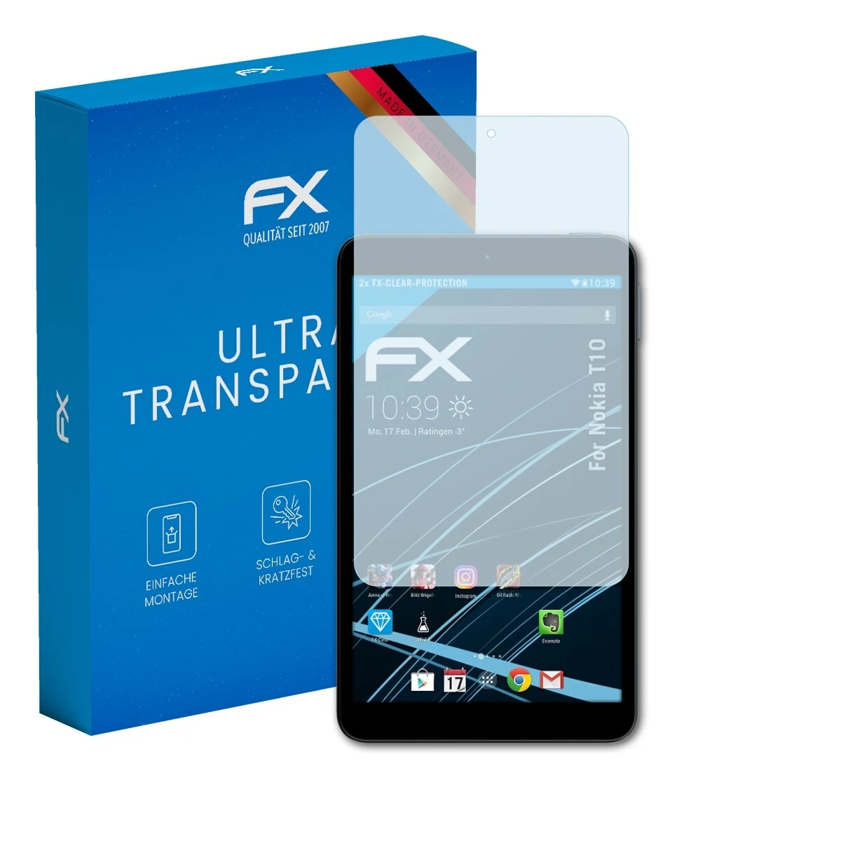 AtFoliX 2x screen protector for Nokia T10 protective film clear film