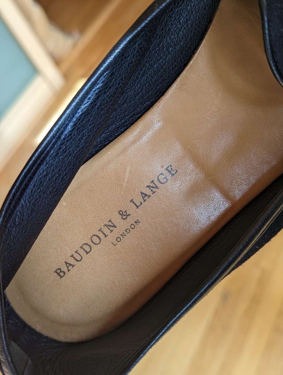 Baudoin and Lange Sagan Tassel Loafers Midnight Blue Suede Size 44 (11 US)