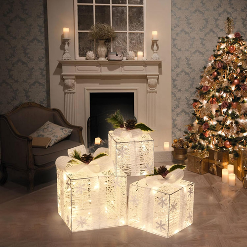 Christmas Lighted Gift Boxes, Set of 3 Christmas Decorations for Home, Light up - Picture 7 of 7