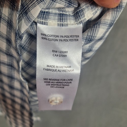 Camisa Travis Mathew Para Hombre 2XL Gris Azul A Cuadros Abotonada Manga Corta Elástica - Imagen 5 de 8