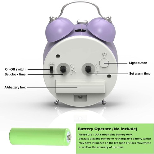 Silent Alarm Clock Bedside No Ticking Battery Power Luminous Clock Clear Display - Picture 3 of 11