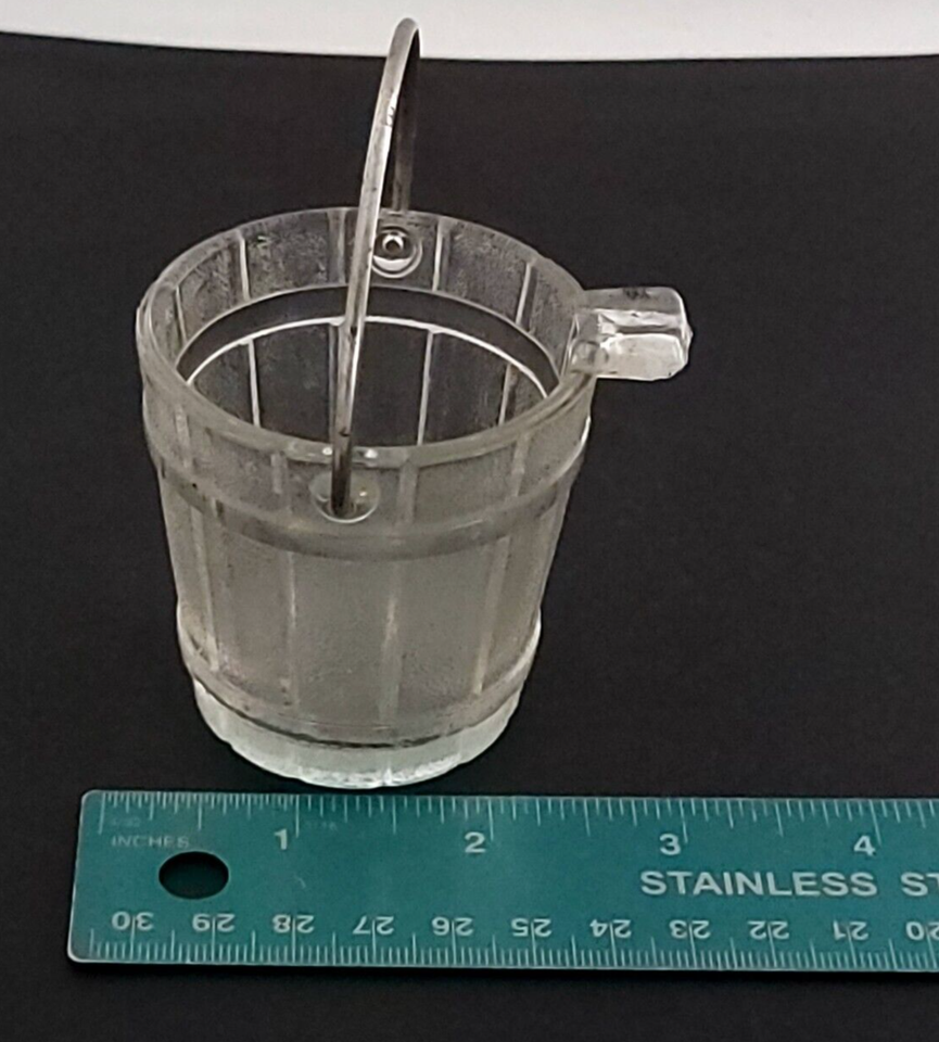 Vintage HazelAtlas Depression Glass "Bucket" w/Metal Handle Ash Tray