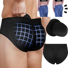 Men's Butt Padded Underwear for Big Butt Enhance Shapewear Boxer Briefs 2 Pads