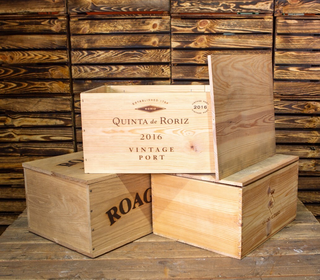 1 X 6 BOTELLA CON TAPA - CAJA DE VINO DE MADERA FRANCESA GENUINA IDEA DE REGALO DE BODA