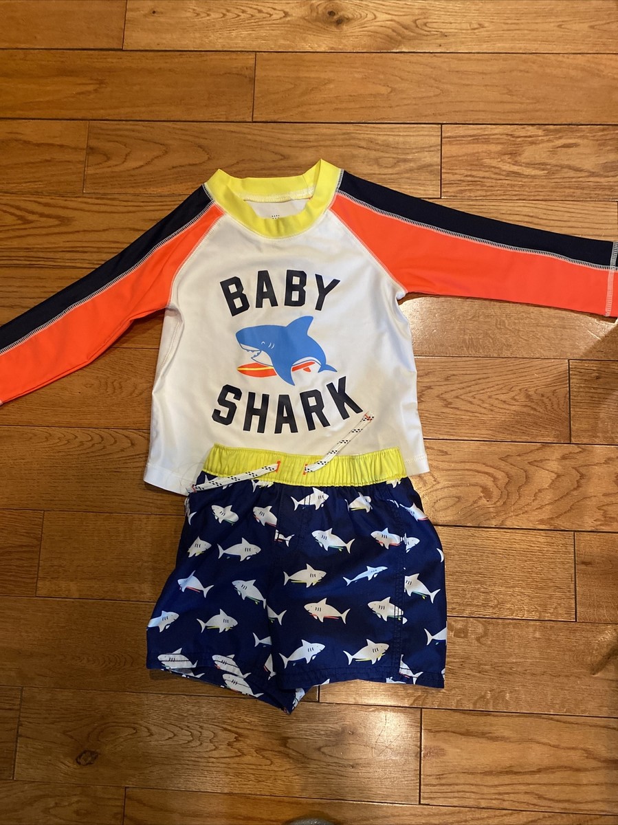 Baby Gap Baby Boy Toddler Swim Rash Guard Trunks 18-24 Months Shark
