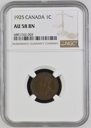 1925 KANADA 1C One Cent NGC Klasse AU 58 BRANDNEU - King George V - BT161 - Bild 1 von 5