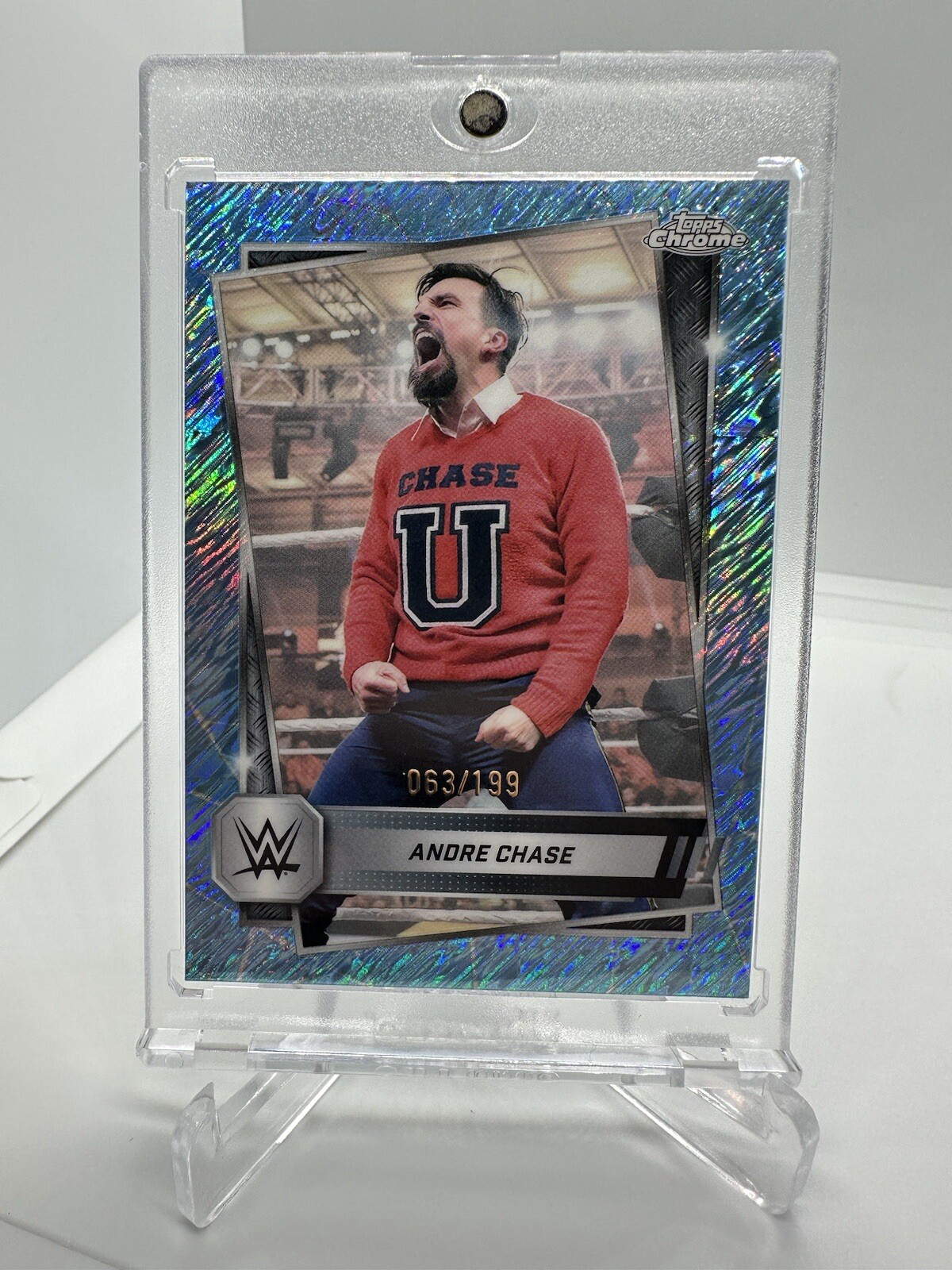 2025 Topps Chrome WWE Andre Chase #32 Aqua Shimmer Refractor Parallel #’d /199