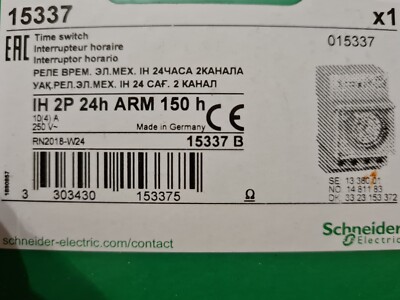 Interrupteur Horaire Programmable SCHNEIDER 15337 - 24h/7j - Analogique Mécanique - 230V - Neuf En Blister