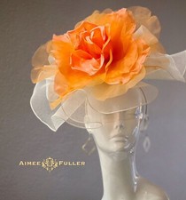 Royal Ascot Fascinator Kentucky Derby Hat Orange Cream Del Mar Melbourne Cup Hat