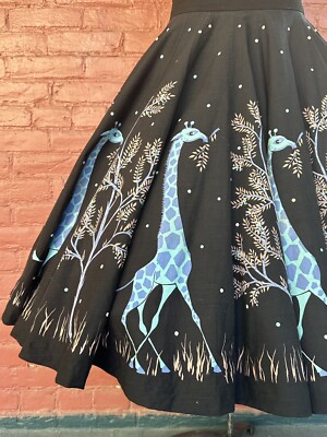 1950s Novelty Print Skirt | Back To The Future Skirt | Blue