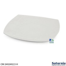 PIATTO SATURNIA PIANO MOD. TOKIO IN PORCELLANA BIANCA CM 24X24X2,5 H