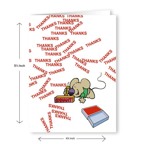 Happy Mouse Thank You Note Card - 4 1/4 x 5 1/2 in. 10 Boxed Note Cards - 14130 - Picture 4 of 4