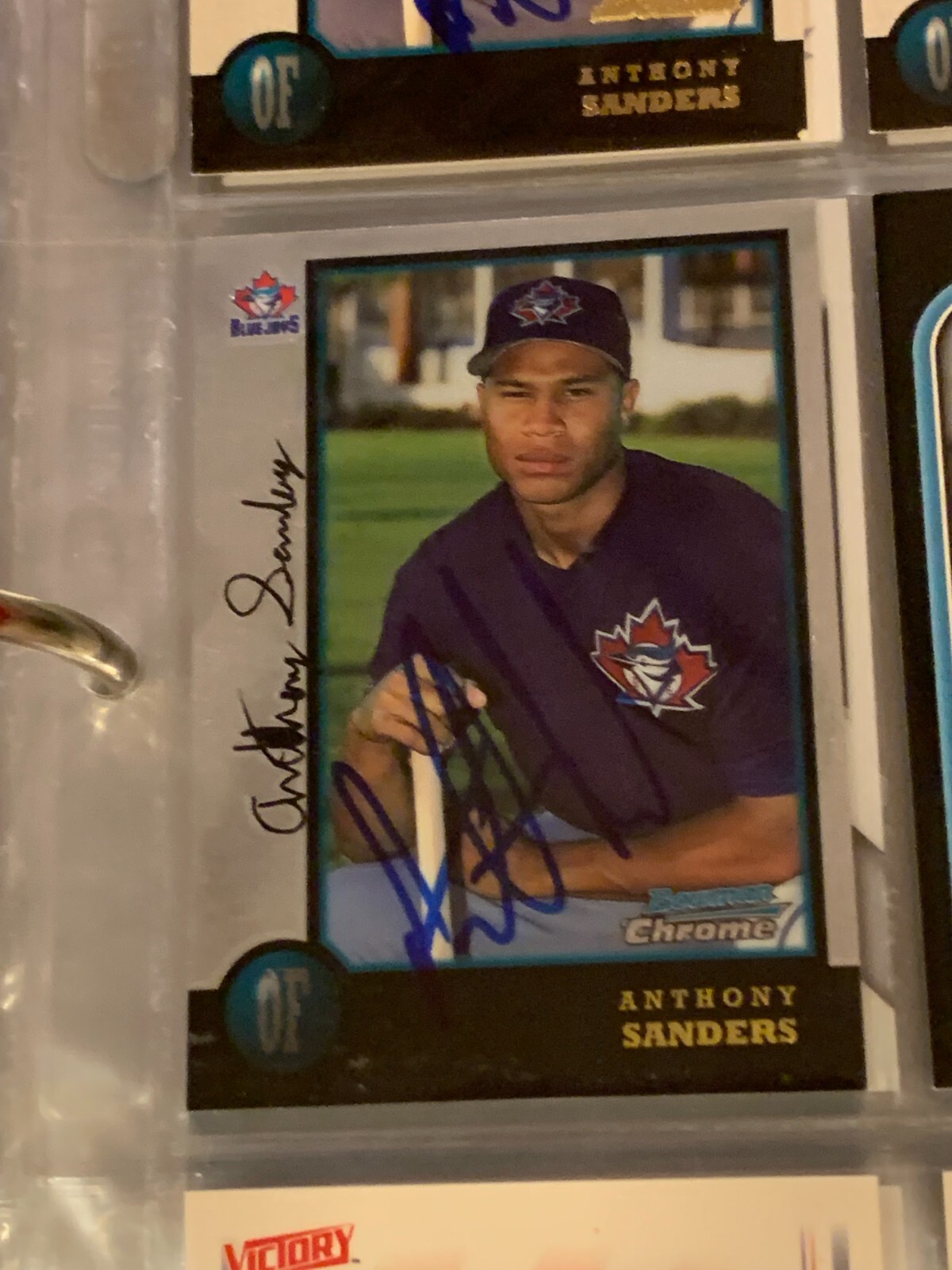 ANTHONY SANDERS AUTOGRAPHED SIGNED 1998 BOWMAN CHROME CARD BLUE JAYS ...