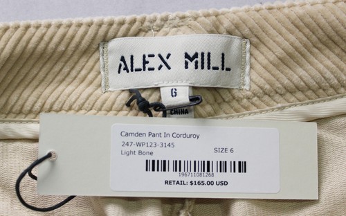 Alex Mill Women's Camden Mid-Rise Pant CD4 Light Bone Corduroy Size 6 NWT - Picture 3 of 5