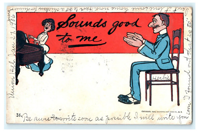 1906 Sounds Good TO me Comical Humor Piano - To Rockland NY