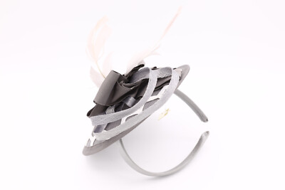 Feathered Elegance: A Gray and White Designer Hat for Women  display picture 1