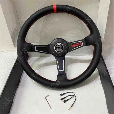 sparco Horn 340mm Deep Dish Steering Wheel - Fit 6 hole 70MM Hub Like 14inch