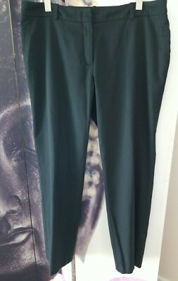 LONGCHAMP Womens Flat Front Straight Leg Wool Blend Trouser Pant Size 44 Black