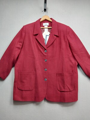 NWT Vintage White Stag Womens Size 26 Burgandy Wool Blend Basic Jacket Walmart 