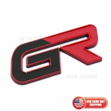 GR Gazoo Racing Sport Fender / Trunk Nameplate Emblem 3D Decal Badge Red & Black